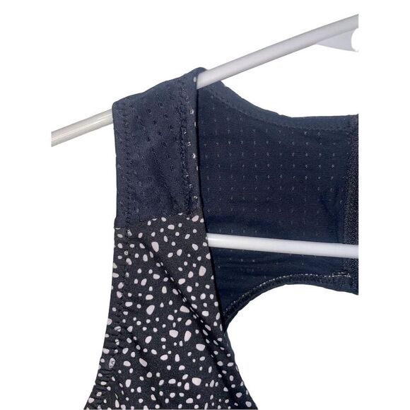 Nike Women's One Piece Swimsuit L Black Water Dots Keyhole Back - Picture 3 of 7